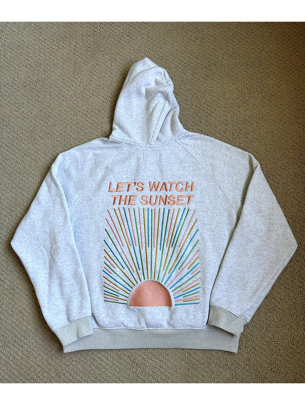 Dandy Worldwide Hoodie Womens Gray Large Lets Watch The Sunset Embroidered